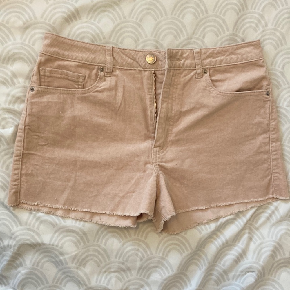 F21 Pink Corduroy High Waisted Shorts Size 30
